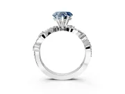 Solitaire Engagement Ring Setting for Fancy Blue Heart-Shaped Center with Bar-Station Pave Twist and Prong Head in Platinum