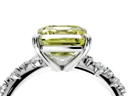 Solitaire Engagement Ring Setting for Fancy Yellow Asscher Cut Center with Trailing Leaf Accent Band and Prong Head in White Gold