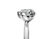 Low-Set Solitaire Engagement Ring Setting for Heart-Shaped Center with Thin Plain Band and Prong Head in White Gold