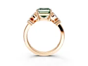 Floral Engagement Ring Setting for Fancy Green Princess Cut Center with Marquise Cluster Shoulders and Prong Head in Rose Gold