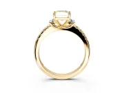 Paired Accent Engagement Ring Setting for Fancy Yellow Radiant Cut Center with Pave Band and Prong Head in Yellow Gold