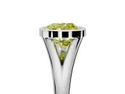 Solitaire Engagement Ring Setting for Fancy Yellow Cushion Cut Center with V Split Shank and Bezel Head in Sterling Silver