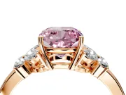 Solitaire Engagement Ring Setting for Fancy Pink Cushion Cut Center with Marquise Flower Shoulders and Prong Head in Rose Gold