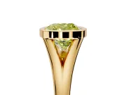 Solitaire Engagement Ring Setting for Fancy Yellow Cushion Cut Center with V Split Shank and Bezel Head in Yellow Gold