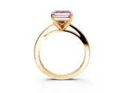 Solitaire Engagement Ring Setting for Fancy Pink Asscher Cut Center with Basket Rail and Prong Head in Yellow Gold