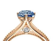 Solitaire Engagement Ring Setting for Fancy Blue Radiant Cut Center with Milgrain Cathedral Band and Prong Head in Rose Gold