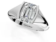 Tension Engagement Ring Setting for Emerald Cut Center with Wide Tapered Band and Tension Head in Sterling Silver