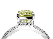 Solitaire Engagement Ring Setting for Fancy Yellow Radiant Cut Center with Raised Channel Band and Prong Head in White Gold