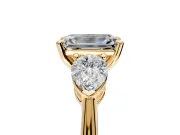 3 Stone Engagement Ring Setting for Emerald Cut Center with Large Pear-Shaped Accents and Prong Head in Yellow Gold