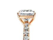Solitaire Engagement Ring Setting for Princess Cut Center with Large Accent Band and Prong Head in Rose Gold