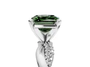Solitaire Engagement Ring Setting for Fancy Green Asscher Cut Center with Pave and Plain Crossover and Basket Head in Sterling Silver