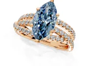 Solitaire Engagement Ring Setting for Fancy Blue Marquise Center with Woven 3-Strand Pave Band and Prong Head in Rose Gold