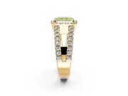 Halo Engagement Ring Setting for Fancy Yellow Radiant Cut Center with Wide-Open Pave Split Shank and Prong Head in Yellow Gold
