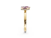 Hidden Halo Engagement Ring Setting for Fancy Pink Pear-Shaped Center with Plain Band and Tall Prong Head in Yellow Gold