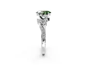 Solitaire Engagement Ring Setting for Fancy Green Oval Center with Marquise Accent Twist Band and Prong Head in Sterling Silver