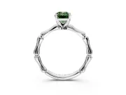 Solitaire Engagement Ring Setting for Fancy Green Emerald Cut Center with Bamboo Band and Prong Head in Platinum