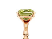 Solitaire Engagement Ring Setting for Fancy Yellow Asscher Cut Center with Bamboo Band and Prong Head in Rose Gold
