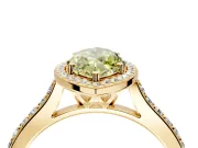 Halo Engagement Ring Setting for Fancy Yellow Marquise Center with Pave Accents, Heart Basket and Prong Head in Yellow Gold