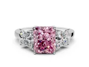 Floral Engagement Ring Setting for Fancy Pink Radiant Cut Center with Marquise Cluster Shoulders and Prong Head in White Gold