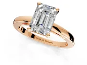 Solitaire Engagement Ring Setting for Emerald Cut Center with Basket Rail and Prong Head in Rose Gold