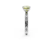 Solitaire Engagement Ring Setting for Fancy Yellow Princess Cut Center with Milgrain X Pattern Band and Prong Head in Sterling Silver
