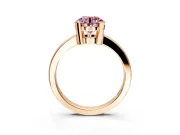 Solitaire Engagement Ring Setting for Fancy Pink Round Cut Center with Plain Band and Flat Tab Prong Head in Rose Gold