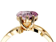 Solitaire Engagement Ring Setting for Fancy Pink Heart-Shaped Center with Pave and Plain Crossover Band and Prong Head in Yellow Gold