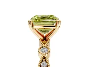 Solitaire Engagement Ring Setting for Fancy Yellow Asscher Cut Center with Milgrain Bezel Accents and Prong Head in Yellow Gold