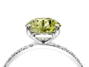 Solitaire Engagement Ring Setting for Fancy Yellow Round Cut Center with Pave Accents and Prong Head in Sterling Silver