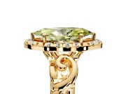 Halo Engagement Ring Setting for Fancy Yellow Marquise Center with Open Scroll Shoulders and Prong Head in Yellow Gold