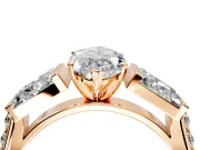 Channel-Set Engagement Ring Setting for Marquise Center with Baguette Band and Prong Head in Rose Gold