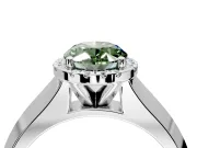 Halo Engagement Ring Setting for Fancy Green Oval Center with Knife Ridge Cathedral Band and Prong Head in Platinum