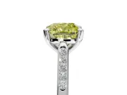 Solitaire Engagement Ring Setting for Fancy Yellow Cushion Cut Center with Channel Accents and Prong Head in Platinum