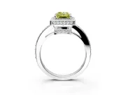 Halo Engagement Ring Setting for Fancy Yellow Radiant Cut Center with Metal-Rimmed Halo, Pave Band and Prong Head in Platinum