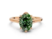Solitaire Engagement Ring Setting for Fancy Green Oval Center with Cathedral Band and Prong Head in Rose Gold