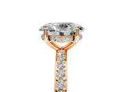 Solitaire Engagement Ring Setting for Oval Center with Fine Pave Band and Prong Head in Rose Gold