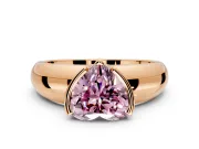 Tension Engagement Ring Setting for Fancy Pink Heart-Shaped Center with Wide Flat Band and Tension Head in Rose Gold