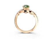 Solitaire Engagement Ring Setting for Fancy Green Pear-Shaped Center with Pave Bypass Twist Band and Prong Head in Rose Gold