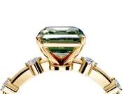 Solitaire Engagement Ring Setting for Fancy Green Asscher Cut Center with Bezel Station Band and Prong Head in Yellow Gold