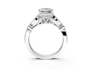 Solitaire Engagement Ring Setting for Princess Cut Center with Marquise and Bezel Accents and Prong Head in Platinum