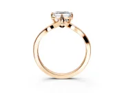 Solitaire Engagement Ring Setting for Asscher Cut Center with Plain Split Shank and Prong Head in Rose Gold