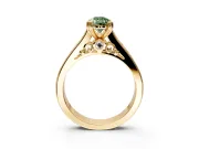 Solitaire Engagement Ring Setting for Fancy Green Pear-Shaped Center with Channel Band and Double Claw Prong Head in Yellow Gold