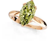 Solitaire Engagement Ring Setting for Fancy Yellow Marquise Center with Reverse Tapered Band and Prong Head in Rose Gold