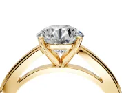 Solitaire Engagement Ring Setting for Round Cut Center with Flat-Sided Plain Band and Prong Head in Yellow Gold