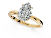 Solitaire Engagement Ring Setting for Pear-Shaped Center with Fine Wire Band and Prong Head in Yellow Gold