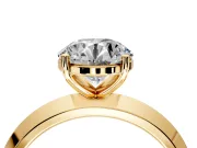 Solitaire Engagement Ring Setting for Round Cut Center with Wide Knife Ridge Band and Prong Head in Yellow Gold