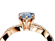 Crossover Engagement Ring Setting for Fancy Blue Pear-Shaped Center with Pave and Plain Strands and Prong Head in Rose Gold