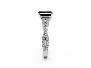 Solitaire Engagement Ring Setting for Fancy Black Asscher Cut Center with Twisted Pave Split Shank and Prong Head in Sterling Silver