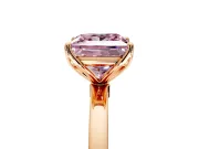 Solitaire Engagement Ring Setting for Fancy Pink Princess Cut Center with Thin Rounded Plain Band and Prong Head in Rose Gold