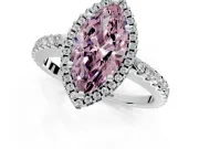 Accent Halo Engagement Ring Setting for Fancy Pink Marquise Center with Full-Length Pave Band and Prong Head in Platinum